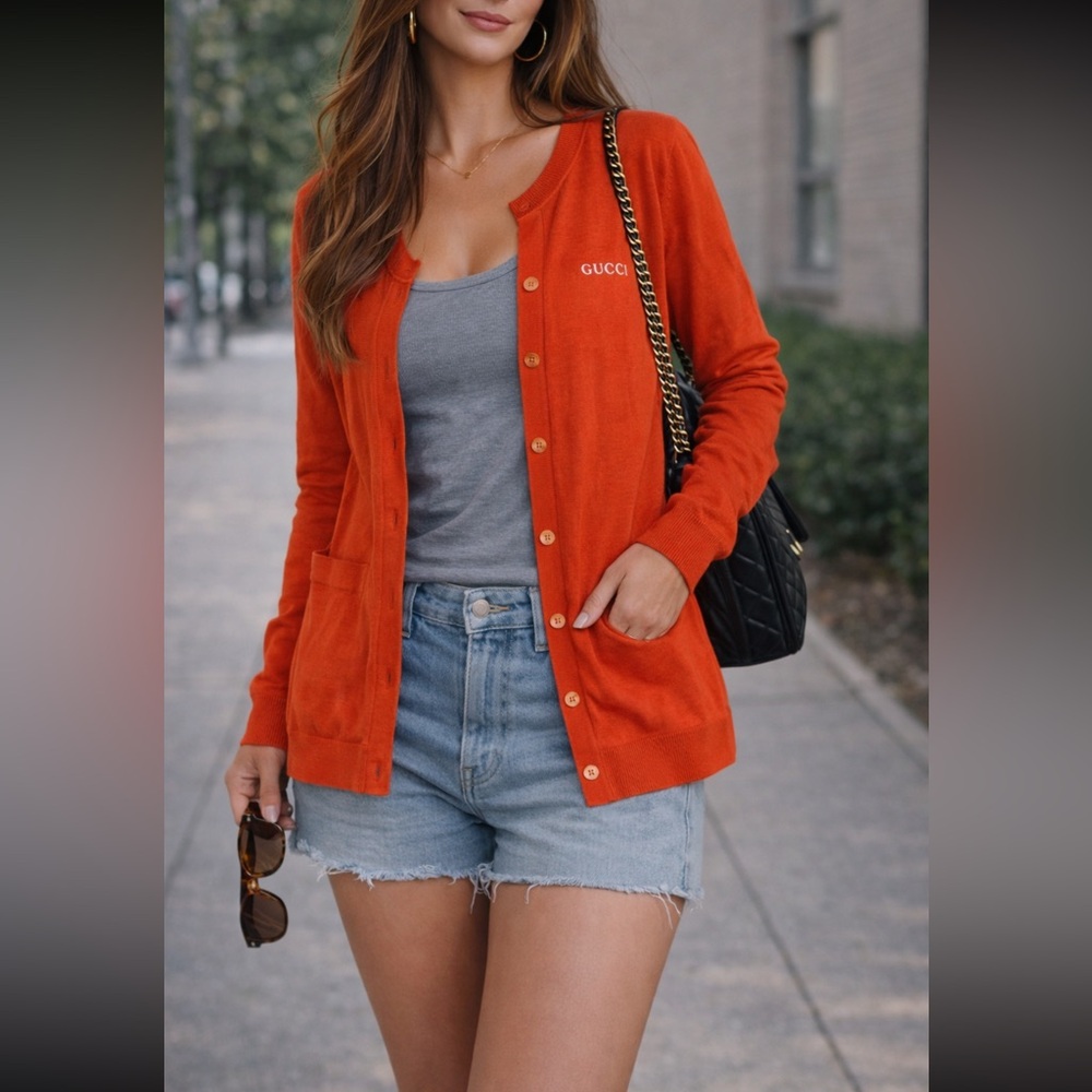 NWT Gucci Women's Orange Cardigan Sweater